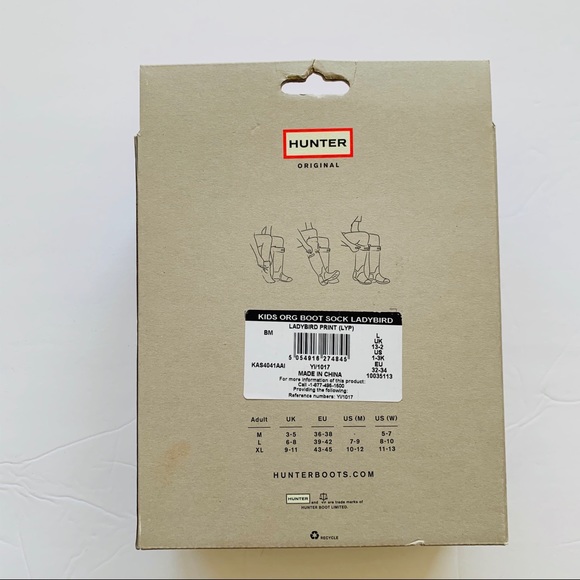 New! Hunter Kids Boot Socks, Ladybird Print, L - Picture 6 of 8